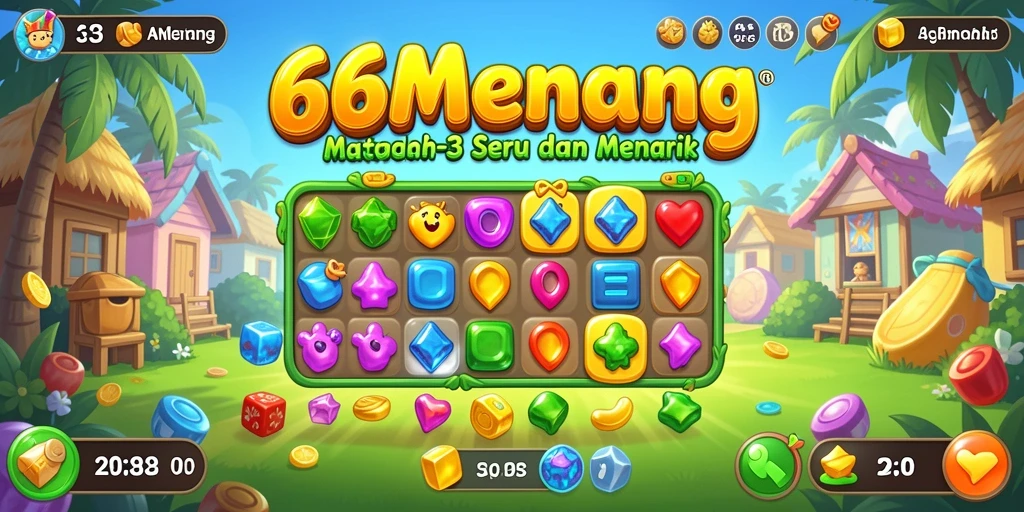 Tampilan gameplay <strong>66MENANG</strong> yang menarik dalam pertandingan Match-3.