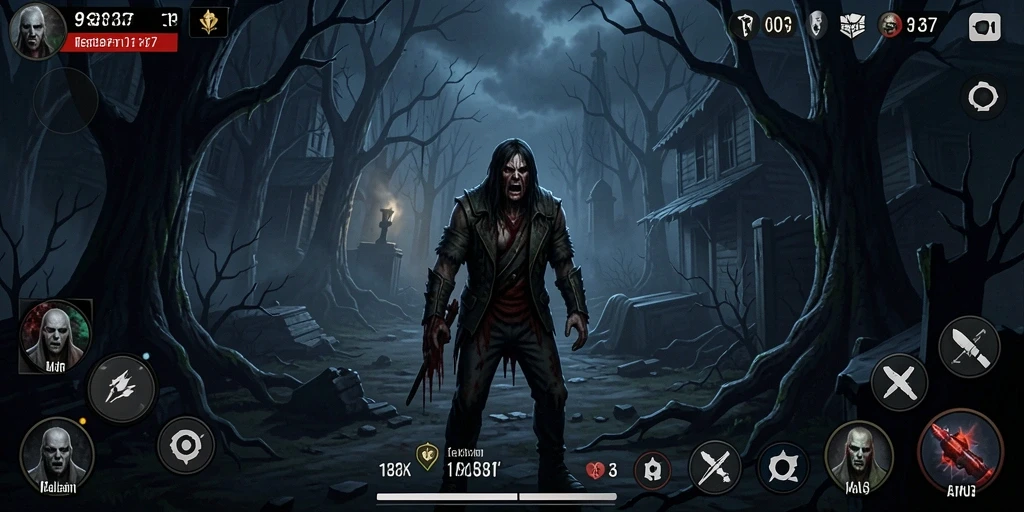 Screenshot gameplay <strong>93337</strong> menunjukkan suasana mencekam dan karakter yang terjebak.