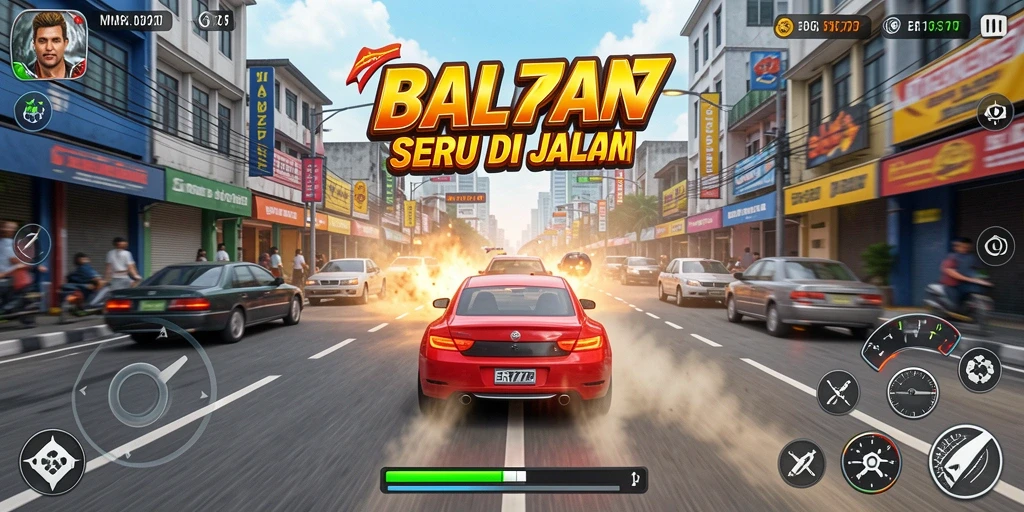 Tampilan gameplay ER777 yang mendebarkan dan penuh aksi balapan.