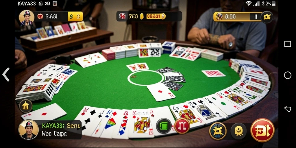 Screenshot KAYA33 menampilkan gameplay Gaple yang seru dan interaktif.