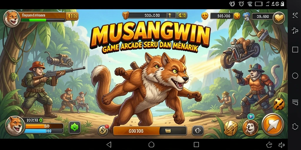 Screenshot utama MUSANGWIN menunjukkan aksi gameplay yang seru dan menegangkan.