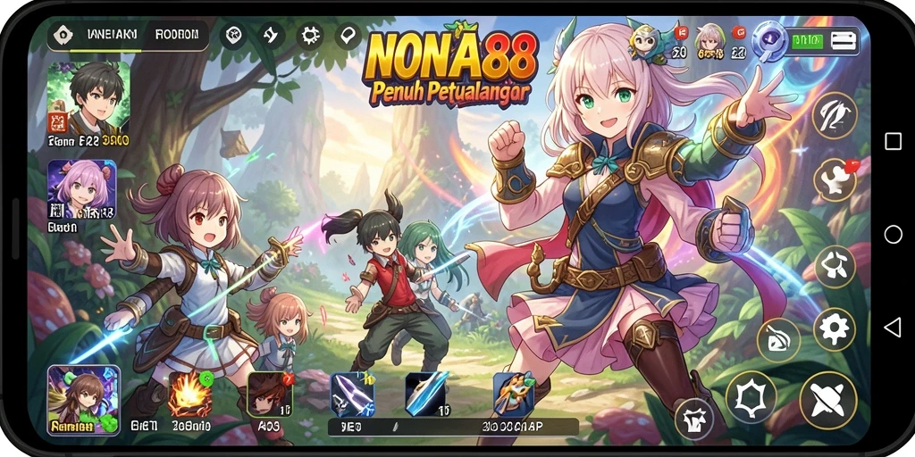 Tangkapan layar NONA88 menunjukkan aksi seru dalam gameplay anime.