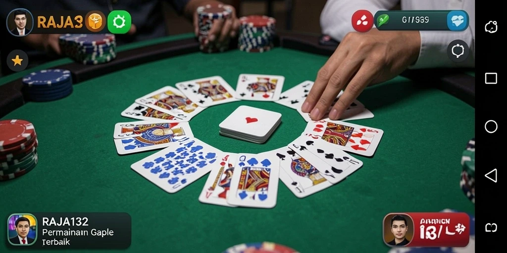 Screenshot gameplay RAJA132 menampilkan momen seru bermain Gaple.