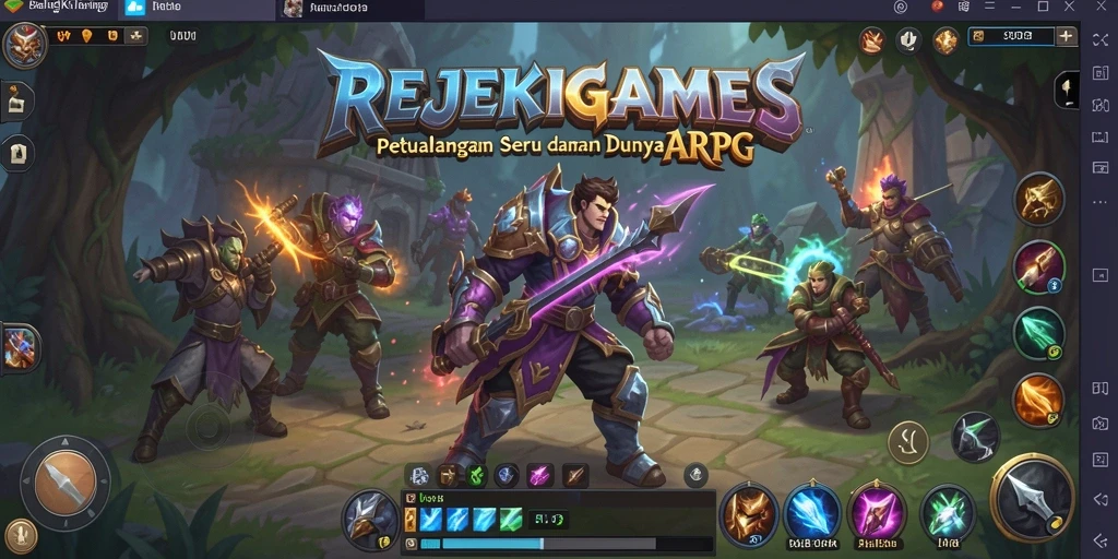Tangkapan layar menampilkan aksi pertarungan seru dalam gameplay ARPG REJEKIGAMES.
