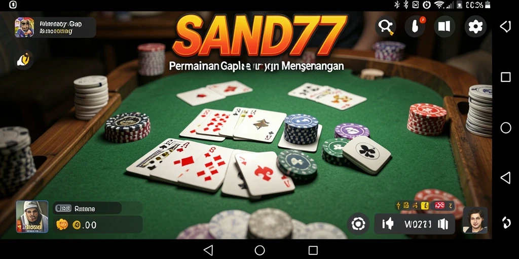 Tampilan utama SAND77 menampilkan gameplay Gaple yang seru.