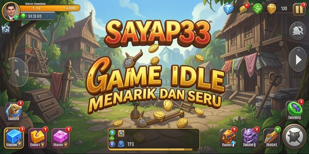 Screenshot gameplay SAYAP33 menunjukkan karakter yang sedang berkembang dalam mode Idle.