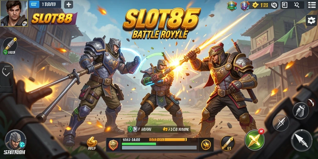 Screenshot dari gameplay SLOT88 dengan aksi pertarungan yang mendebarkan.